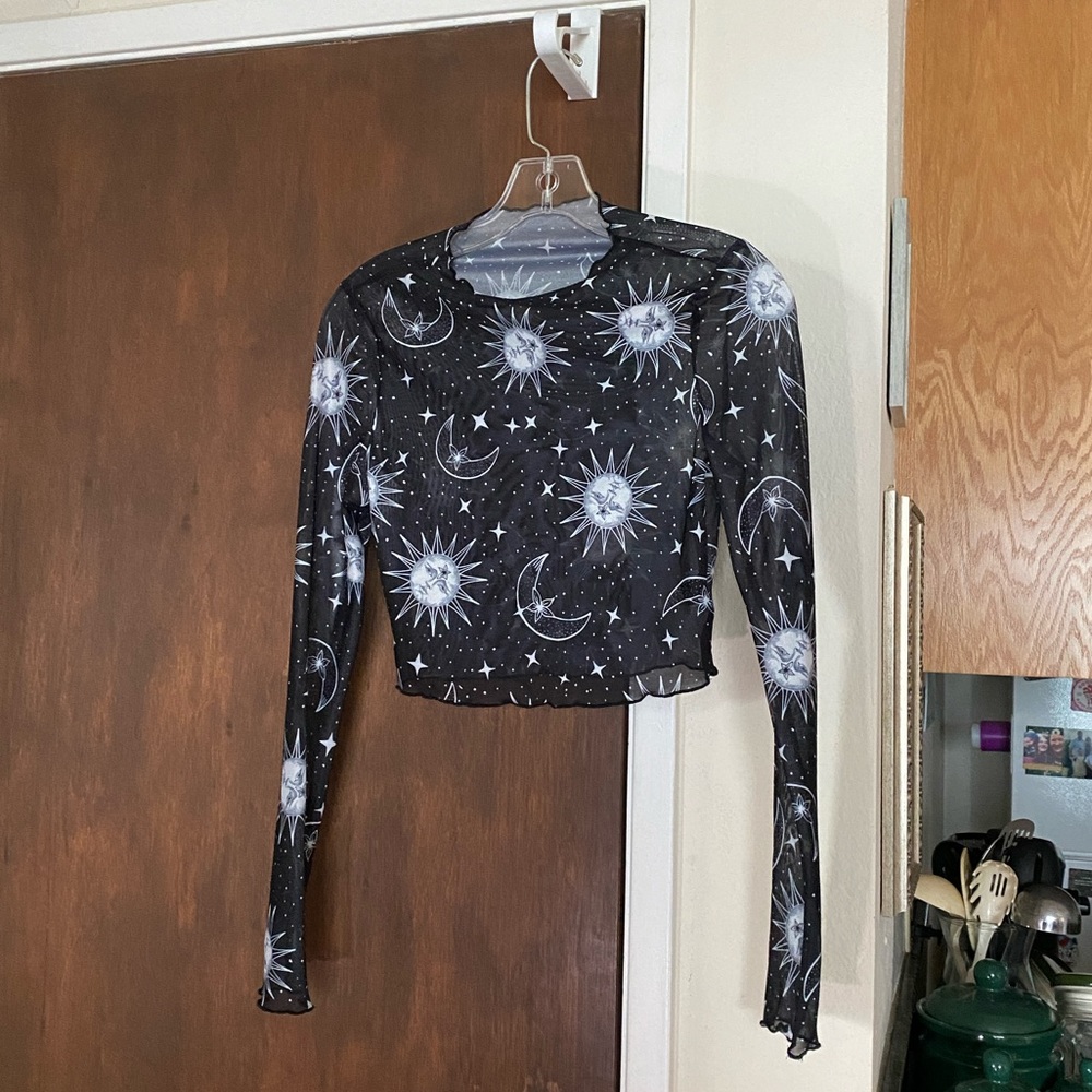 Mesh Gothic Sun Moon Stars long sleeve